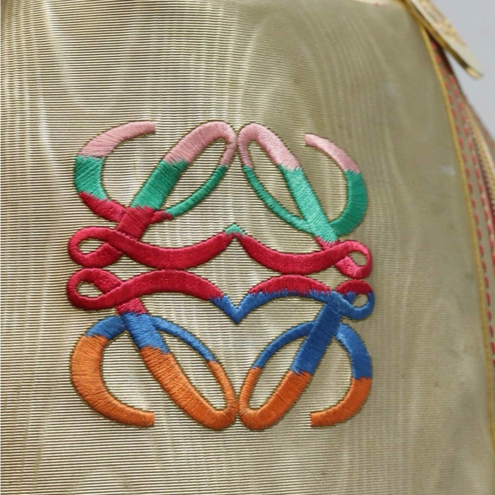 Loewe Cream Leather Bucket Backpack with Multicolor Anagram - Picture 4 of 15